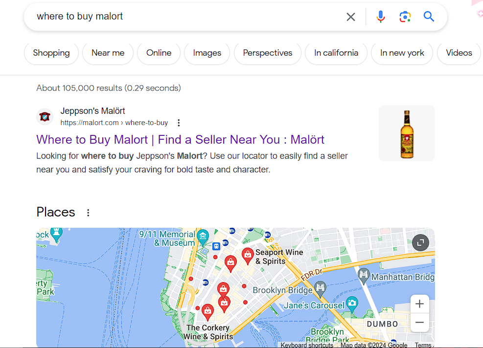 Malort SERP Result 01